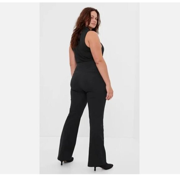 GAP High Rise Stretch Black Pintuck Pleat FLARE Pants sz 8 PETITE RT$80 #455131 - Picture 9 of 13